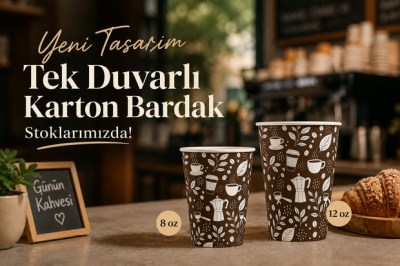 Yeni Tek Duvarlı Karton Bardak Tasarımı Stokta