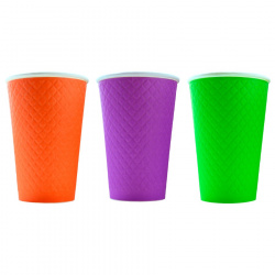 EM90-530-6812 Çift duvarlı, kabartmalı tek kullanımlık karton bardak "Waffle Color" 16 oz (400 ml)
