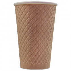 EM90-530-6809 Çift duvarlı, kabartmalı tek kullanımlık karton bardak "Waffle Kraft" 16 oz (400 ml)
