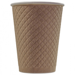 EM90-430-0349 Çift duvarlı, kabartmalı tek kullanımlık karton bardak "Waffle Kraft" 12 oz (300 ml)