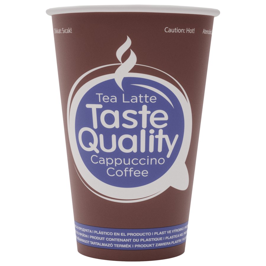 Tek kullanımlık otomat karton bardak "Taste Quality" 12 oz (300 ml)