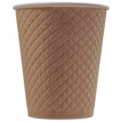 EM80-280-0367 Çift duvarlı, kabartmalı tek kullanımlık karton bardak "Waffle Kraft" 8 oz (250 ml)
