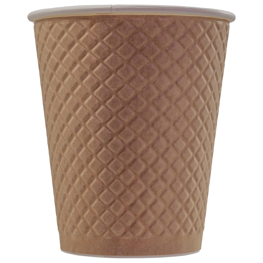 Çift duvarlı, kabartmalı tek kullanımlık karton bardak "Waffle Kraft" 8 oz (250 ml)
