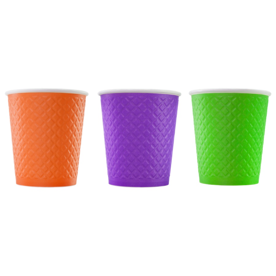 Çift duvarlı, kabartmalı tek kullanımlık karton bardak "Waffle Color" 8 oz (250 ml)